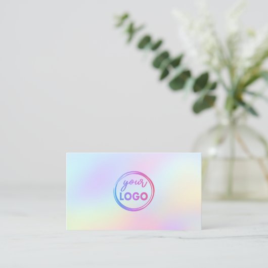 Uw logo op pastelverloop achtergrond visitekaartje (Staand voorkant)