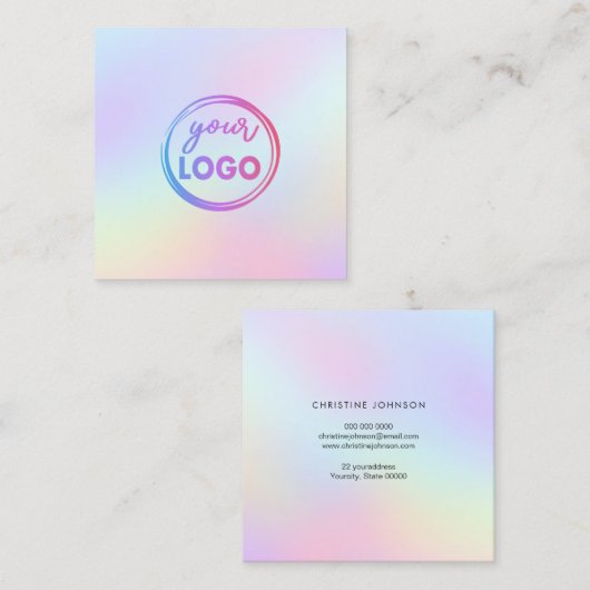 Uw logo op pastelverloop vierkante visitekaartje (Voorkant / Achterkant)