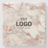 Uw logo op roos gouden marmer stenen onderzetter (Voorkant)