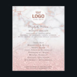 uw logo op roze marmer en faux glitter flyer<br><div class="desc">schoonheidssalon professionele make - up kunstenaar flyer</div>