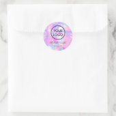 Uw logo op roze paarse opaal ronde sticker (Tas)