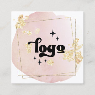 Uw logo op roze waterverf vierkante visitekaartje