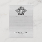 Uw Logo op Wit Hout Oorbel Sieraden Display Visitekaartje (Voorkant)