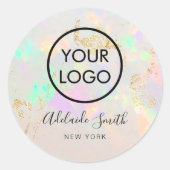 Uw logo op witte opaal ronde sticker (Voorkant)