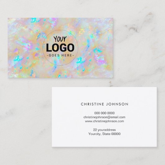 Uw logo op witte opaal textuur visitekaartje (Voorkant / Achterkant)