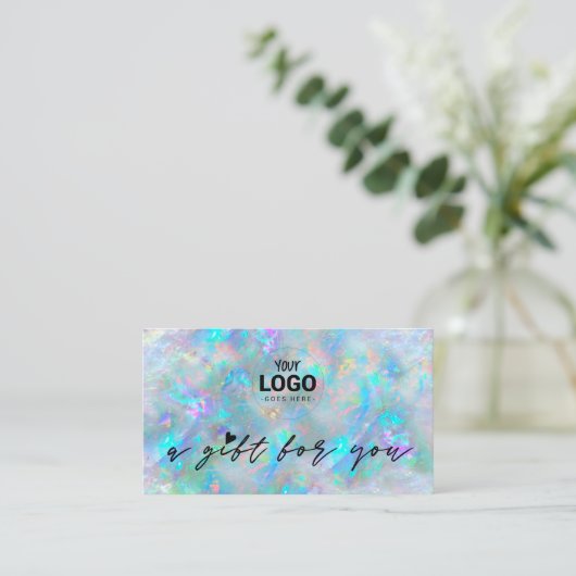 Uw logo opal geïnspireerd textuur cadeaubon visitekaartje (Staand voorkant)
