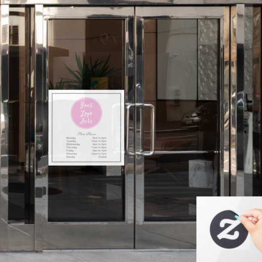 Uw logo openingsuren raamsticker (Kantoordeur)