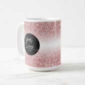 Uw Logo Over Licht Roos Goud en Wit Ombre Koffiemok (Voorkant links)