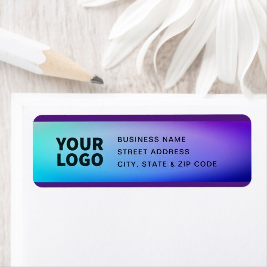 Uw Logo | Paarse turquoise groene ombre Etiket (Insitu)