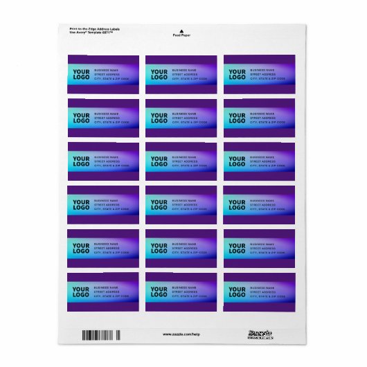 Uw Logo | Paarse turquoise groene ombre Etiket (Full Sheet)