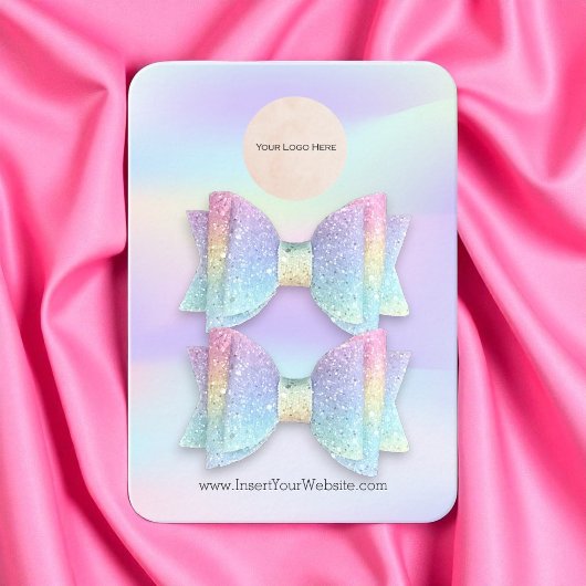 Uw Logo Pastel Dubbele Bow Hair Clip Display Visitekaartje