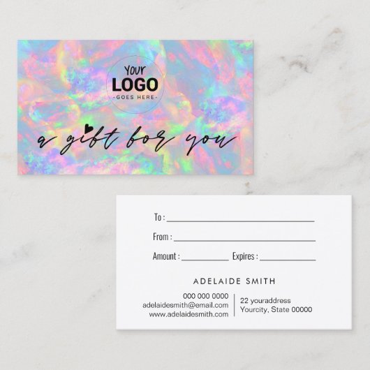 Uw logo Pastel Opal Texture Cadeaubon Visitekaartje (Voorkant / Achterkant)
