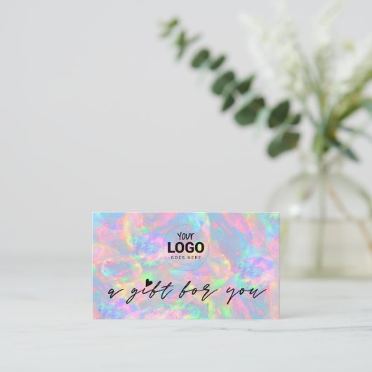 Uw logo Pastel Opal Texture Cadeaubon Visitekaartje (Staand voorkant)