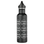 Uw Logo Patroon op zwart Waterfles (Links)
