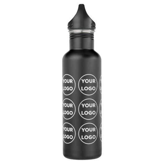 Uw Logo Patroon op zwart Waterfles (Links)