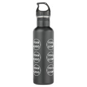 Uw Logo Patroon op zwart Waterfles (Achterkant)