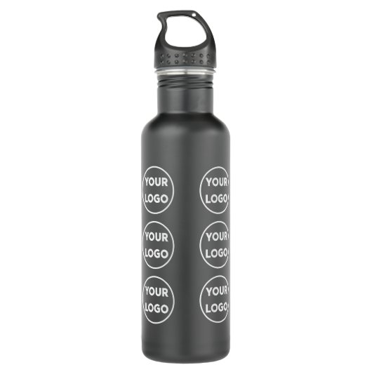 Uw Logo Patroon op zwart Waterfles (Achterkant)