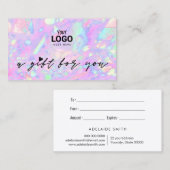 Uw logo Pink Opal geïnspireerd cadeaubon Visitekaartje (Voorkant / Achterkant)