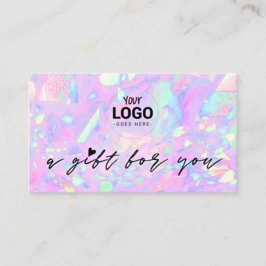 Uw logo Pink Opal geïnspireerd cadeaubon Visitekaartje (Voorkant)