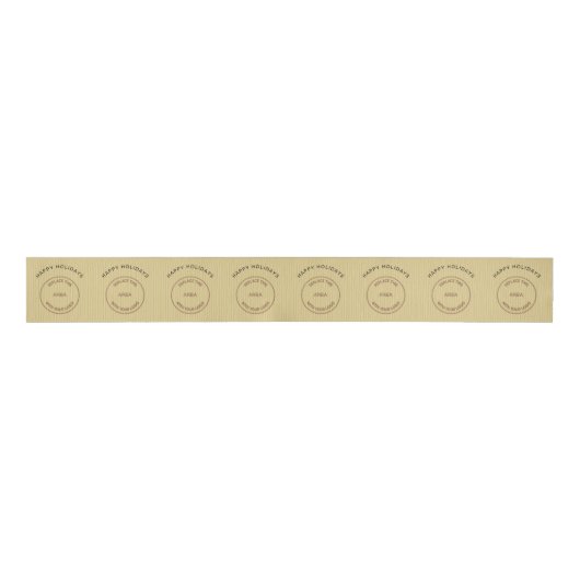 Uw Logo Prettige feestdagen Gold Kerstmis Grosgrain Lint (Voorkant)