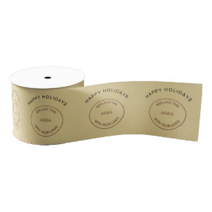 Uw Logo Prettige feestdagen Gold Kerstmis Grosgrain Lint