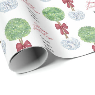 Uw Logo Prettige feestdagen kerstboxwood Topiary Cadeaupapier