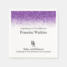 Uw Logo Professional Retirement Paars Glitter Servet