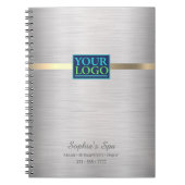 Uw Logo, promoot uw bedrijf, geborsteld zilver en Notitieboek (Voorkant)