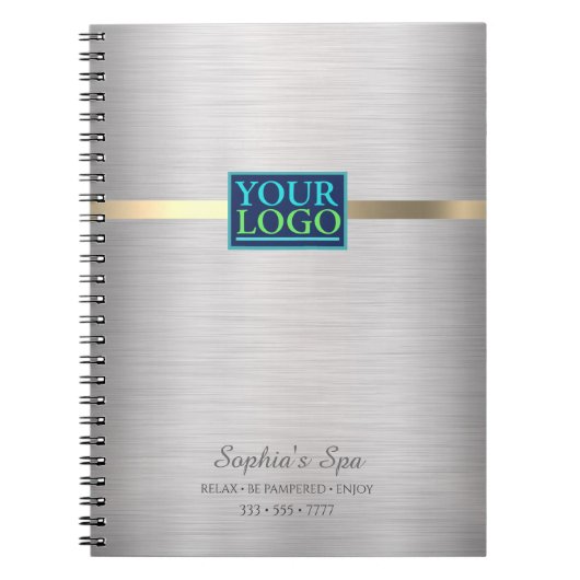 Uw Logo, promoot uw bedrijf, geborsteld zilver en  Notitieboek (Voorkant)