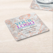 Uw Logo, promoot uw bedrijf, Roos Gold Marble Kartonnen Onderzetters (Schuin)