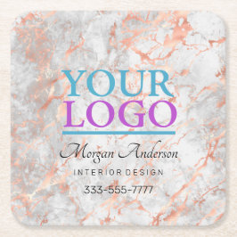 Uw Logo, promoot uw bedrijf, Roos Gold Marble Kartonnen Onderzetters