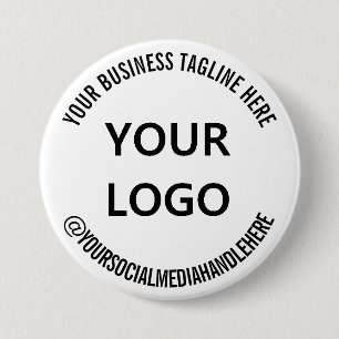 Uw logo promotionele social media knop sjabloon ronde button 7,6 cm