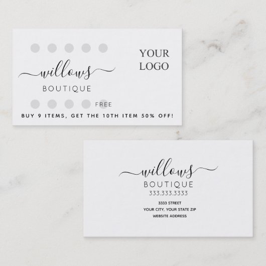 Uw Logo Punch Kaart Visitekaartje (Voorkant / Achterkant)