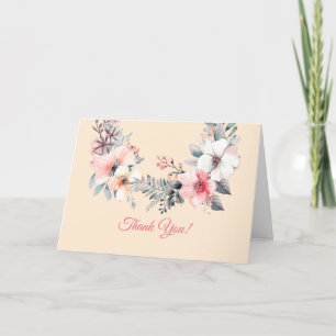 Uw Logo, QR-code, bus. Naam, Floral Circle Creme Bedankkaart