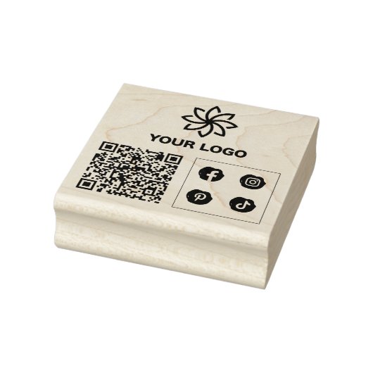 Uw Logo QR Code Custom Business Rubberstempel (Stempel)