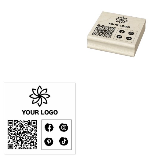 Uw Logo QR Code Custom Business Rubberstempel (Gestempeld)