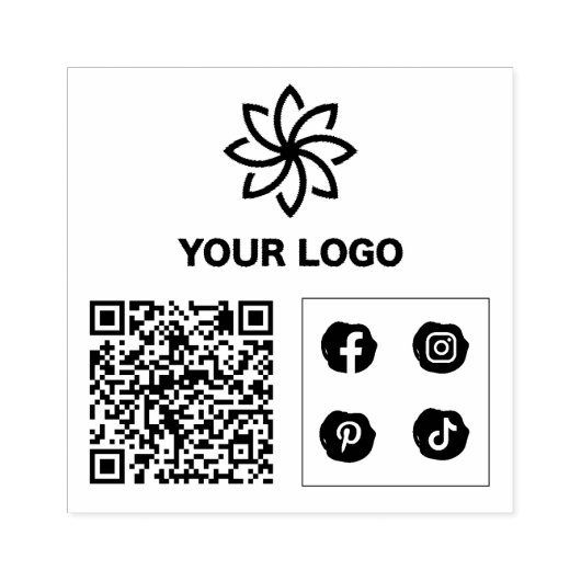 Uw Logo QR Code Custom Business Rubberstempel (Afrduk)
