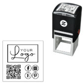 Uw Logo QR Code Custom Social Media Business Zelfinktende Stempel (In situ)