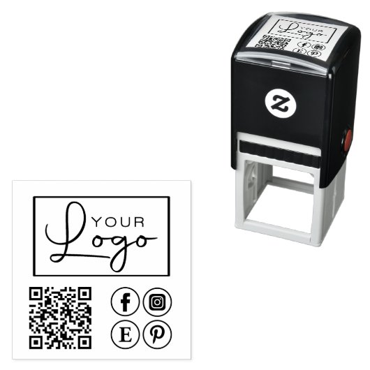 Uw Logo QR Code Custom Social Media Business Zelfinktende Stempel (In situ)
