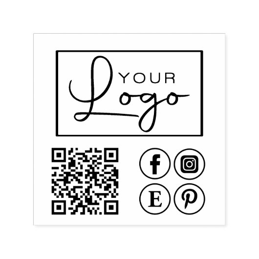 Uw Logo QR Code Custom Social Media Business Zelfinktende Stempel (Design)