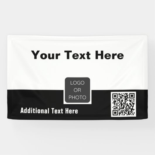 Uw Logo QR-code Eenvoudig minimaal bedrijf Spandoek (Horizontaal)