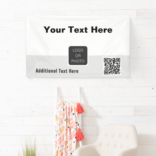 Uw Logo QR-code Eenvoudig minimaal bedrijf Spandoek (Insitu)