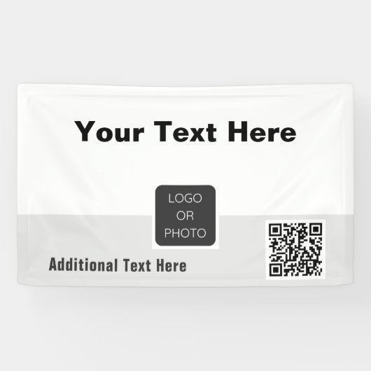 Uw Logo QR-code Eenvoudig minimaal bedrijf Spandoek (Horizontaal)