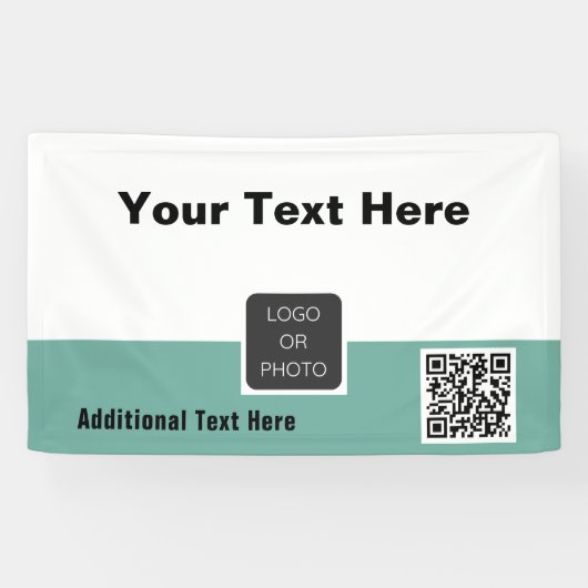 Uw Logo QR-code Eenvoudige minimale zakelijke bann Spandoek (Horizontaal)