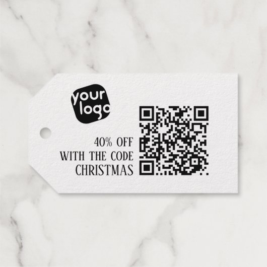 Uw Logo QR-code Luxe Creatieve Kortingcoupon Cadeaulabels (Achterkant (horizontaal))