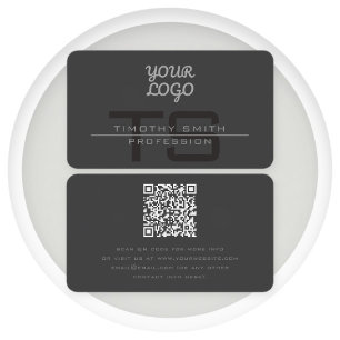 Uw Logo & QR code Modern Donkergrijs Visitekaartje