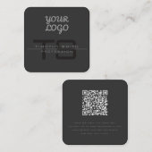 Uw Logo & QR code Modern Elegant Donkergrijs Vierkante Visitekaartje (Voorkant / Achterkant)