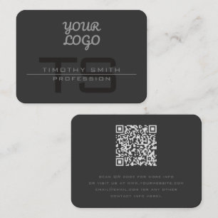 Uw Logo & QR code Modern Elegant Donkergrijs Visitekaartje