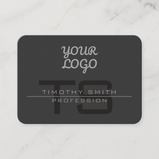 Uw Logo & QR code Modern Elegant Donkergrijs Visitekaartje (Voorkant)