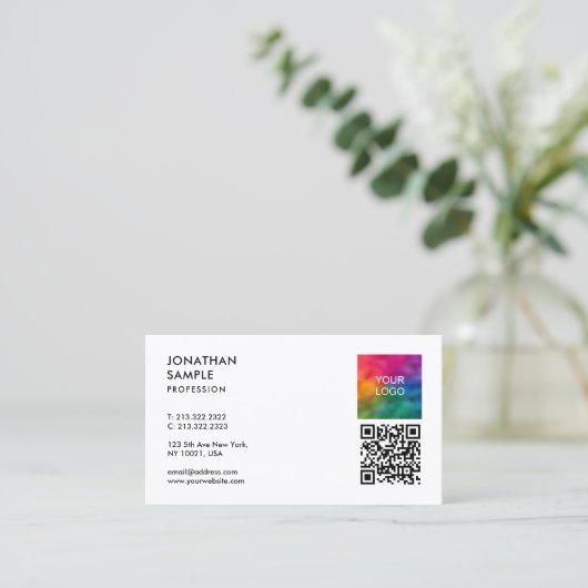 Uw Logo QR-code Modern Elegant Professional Visitekaartje (Staand voorkant)